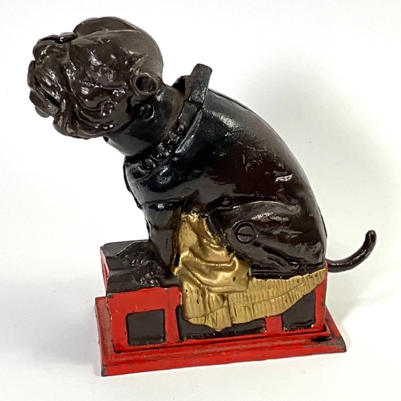 Vintage Cast Iron Bull Dog Mechanical Bank  - Book Of Knowledge - Picture 8 of 15
